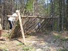 A lean-to shelter is a primitive but effectiv way of keeping out the elements in the wilderness A lean-to shelter is a primitive but effectiv way of keeping out the elements in the wilderness