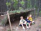 A lean-to shelter is a primitive but effectiv way of keeping out the elements in the wilderness A lean-to shelter is a primitive but effectiv way of keeping out the elements in the wilderness